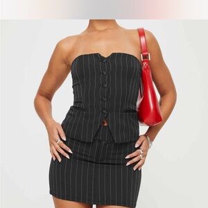 Princess Polly Black Pinstripe Strapless Set